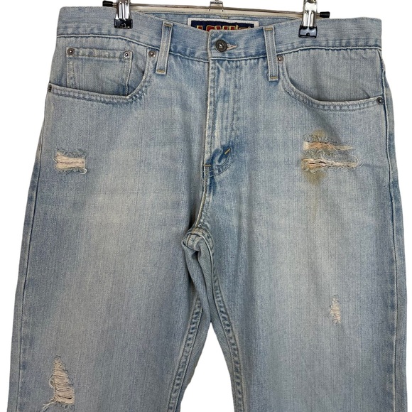 Levi’s Distressed 527 Low Boot Cut Destroyed Light Blue Wash Denim Jeans W32 L30 - Picture 10 of 16
